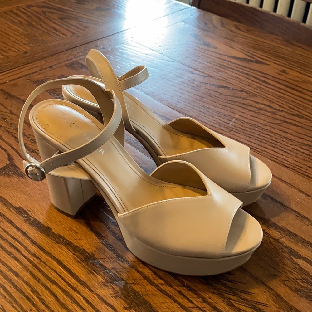 Marc Fisher MF Darcy nude platform heel sandal 9 leather